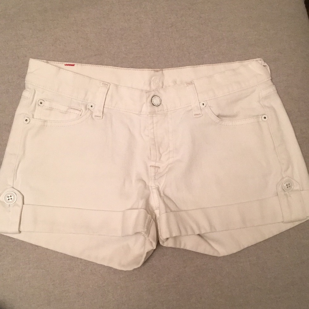 7 for all mankind white denim shorts